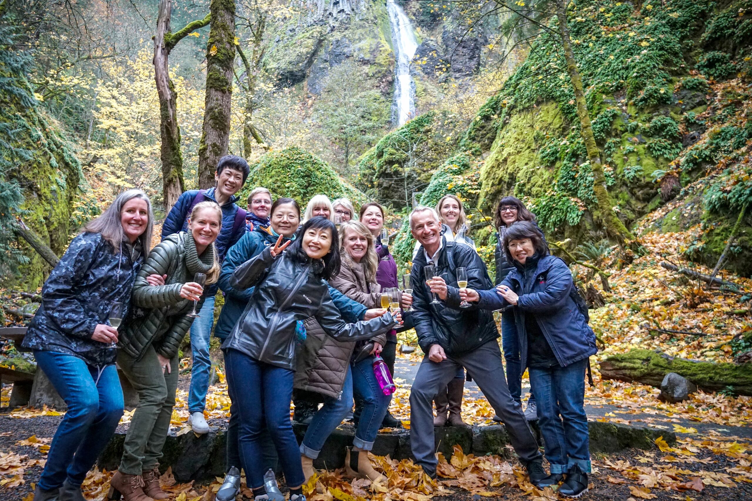 A team building event at Starvation Creek near Hood River, Oregon