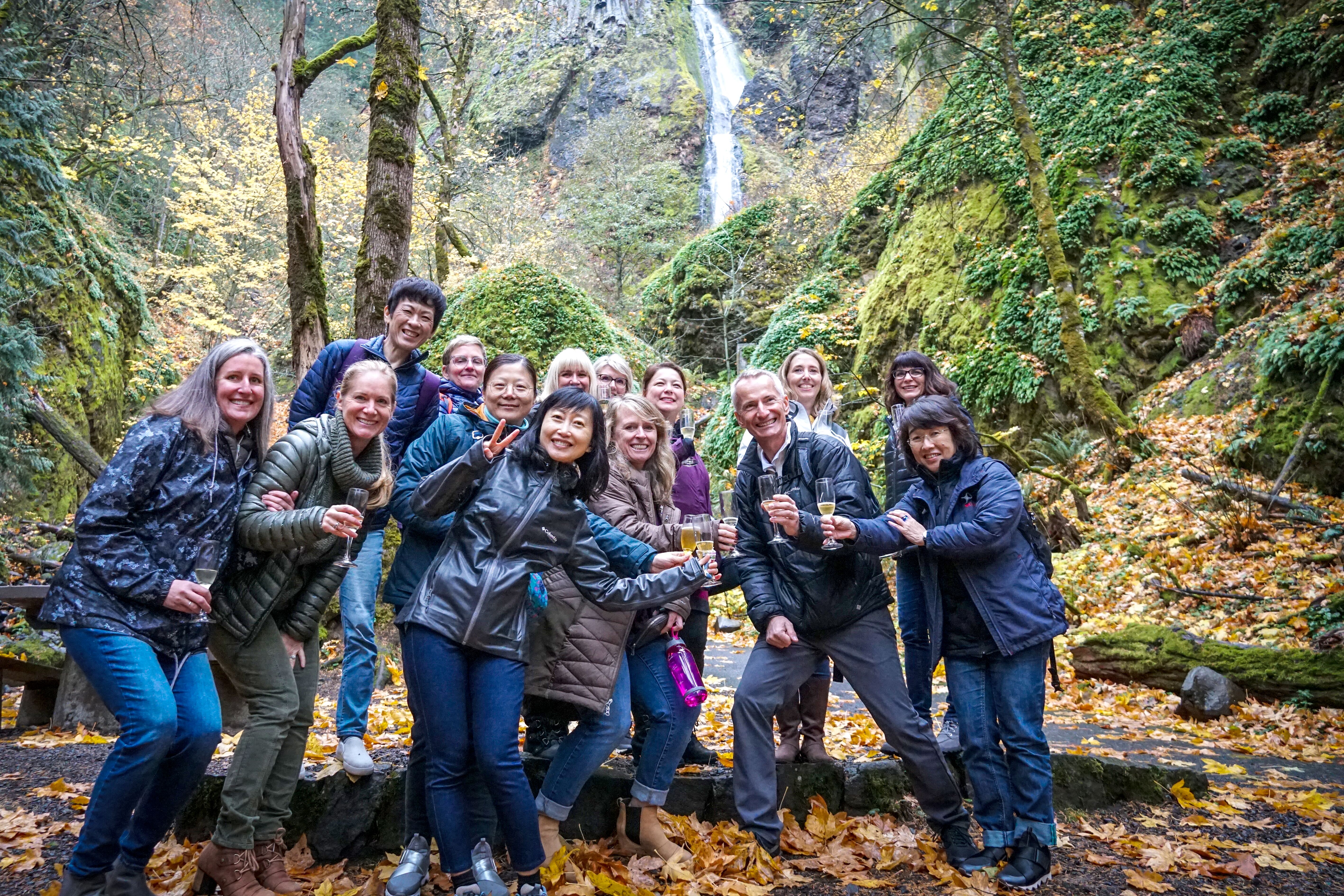 A team building event at Starvation Creek near Hood River, Oregon